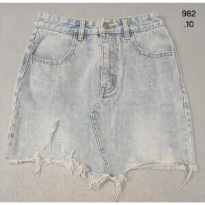 Item Ditto (Small) Vintage Distressed Light Denim Mini Skirt